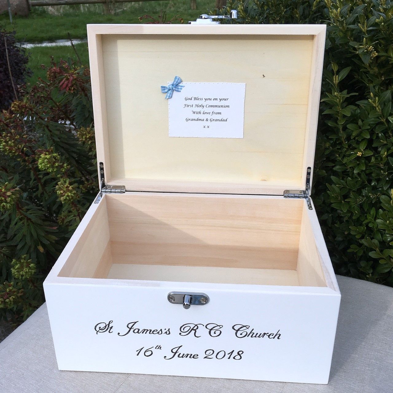 Personalised Boy First Communion Wooden Keepsake Box With Cross ...